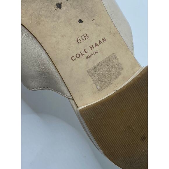 COLE HAAN Women’s Beige Leather Snake-Skin Embossed Slip-On Mule Shoes SZ 6.5 - Picture 8 of 9